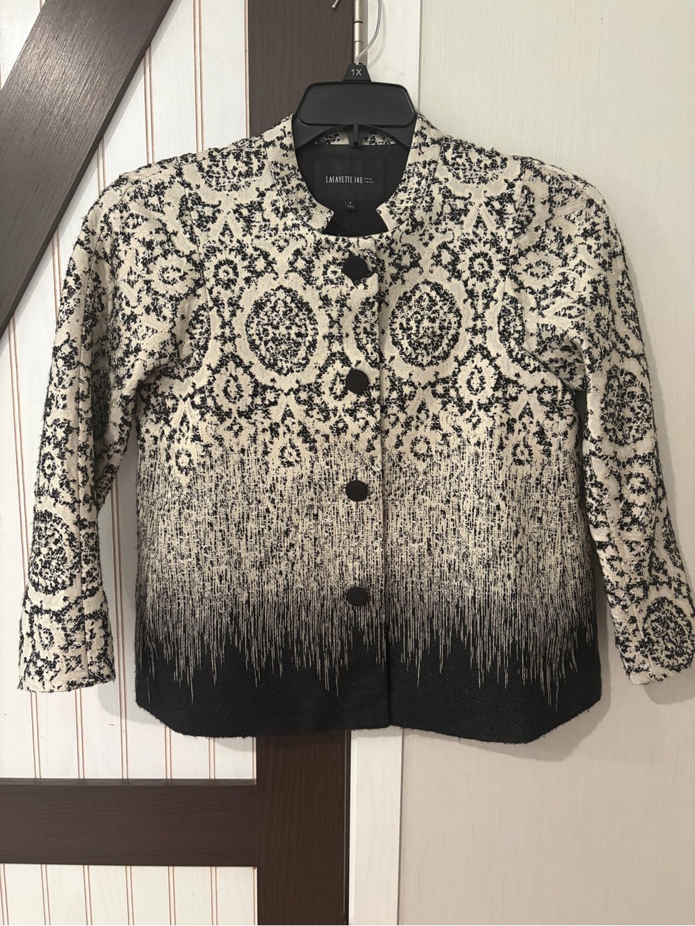 Lafayette 148 New York Black and Cream Gradient Jacket Mohair Blend Small